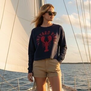 Vineyard Vines Midnight Jersey Long Sleeve Crew Top Nautical Navy Size M NWT